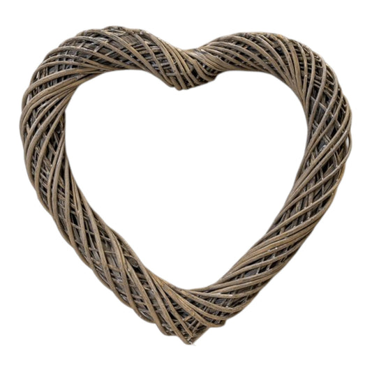 Grey Heart Thick Willow Wreath 60cm