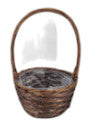 24cm Round Brown Willow Basket with overhandle