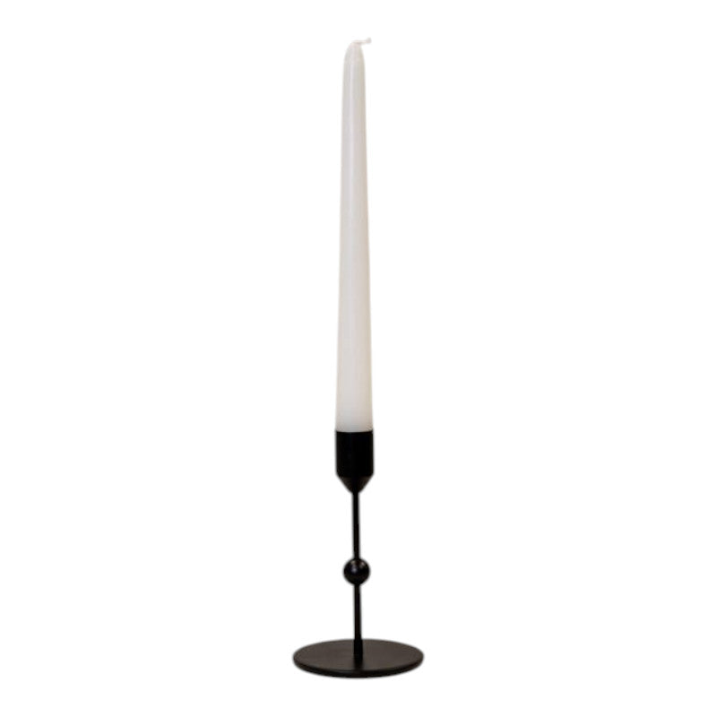 Small Black Single Candle Holder with Ball Detail