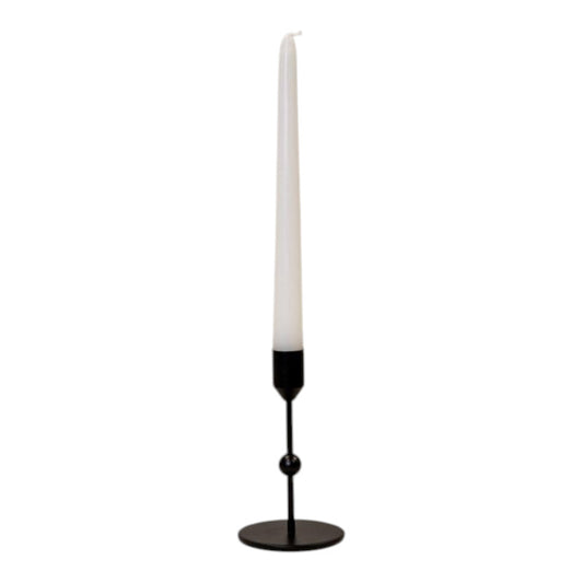 Small Black Single Candle Holder with Ball Detail