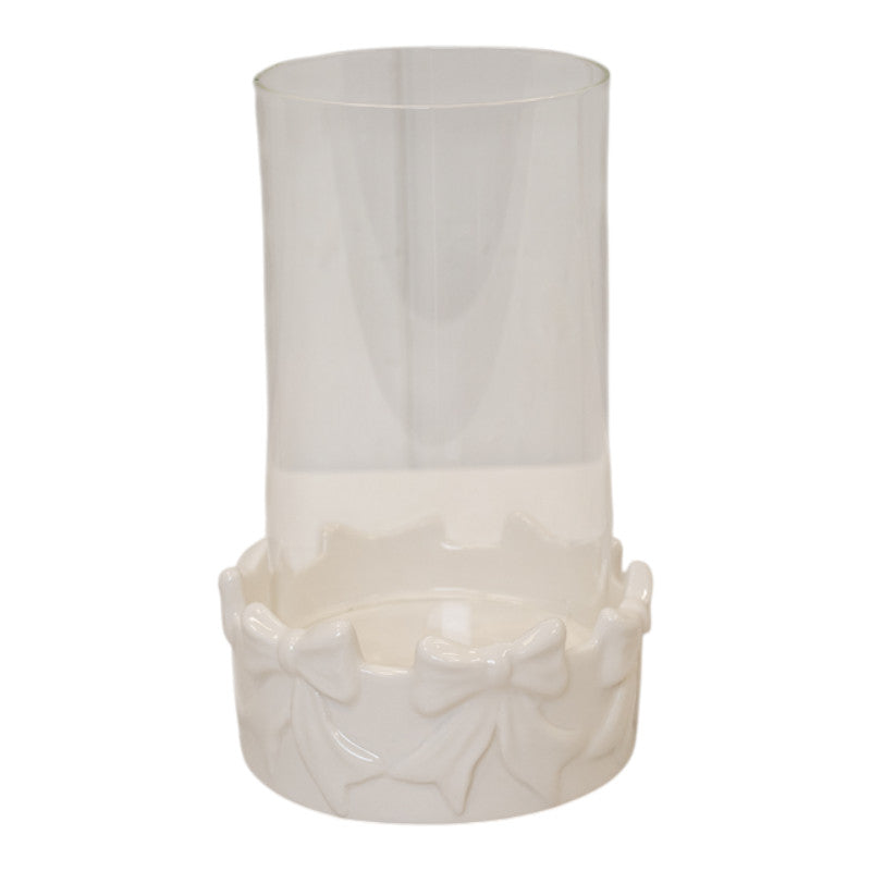 Round Bow Candle Holder with Glass Insert.