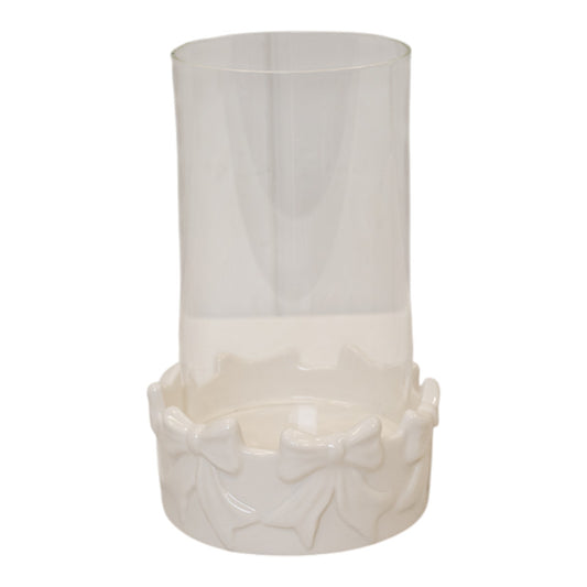 Round Bow Candle Holder with Glass Insert.