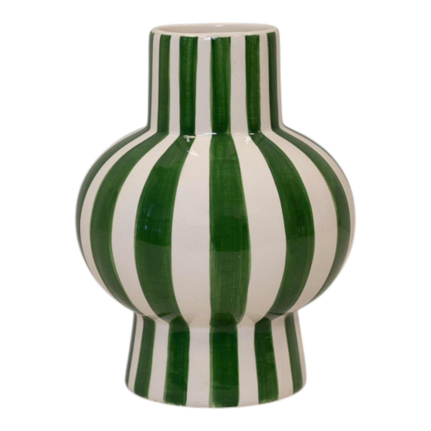 Green And White Ceramic Round Vase