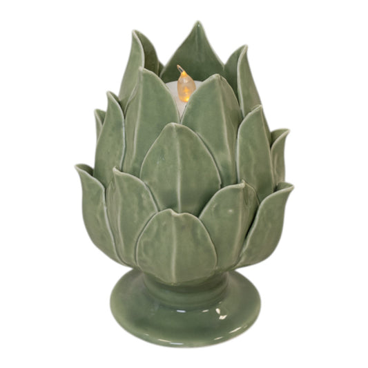 Sage Green Ceramic Artichoke Candle Holder