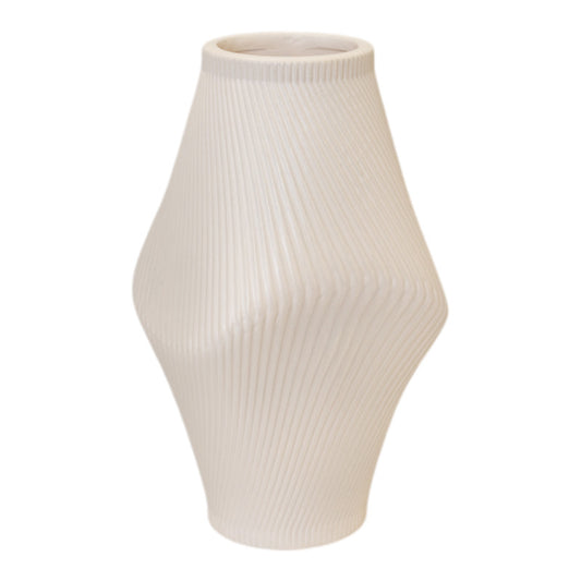 Modern Beige Sculptural Ribbed Vase