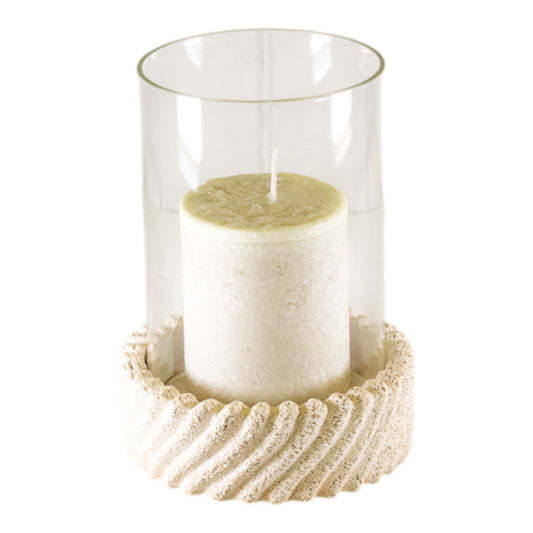 Tall Sandy Textured Hurrican Glass Candle Holder.