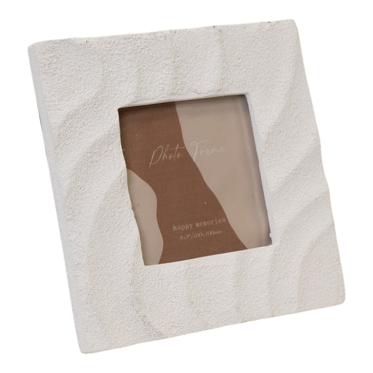 Fresh White Sandy Textured Square Photo Frame