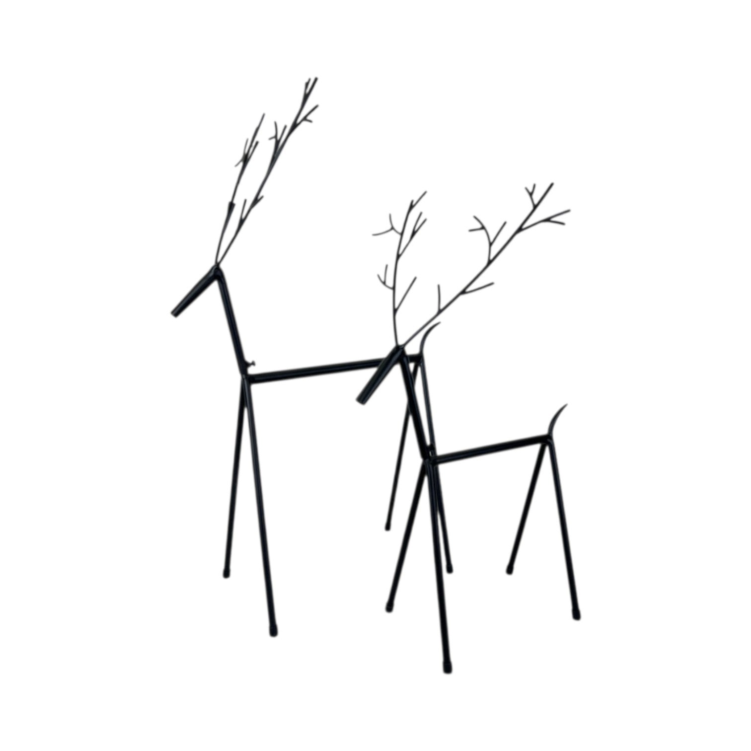 Black Metal Set of Two Reindeer Decorations Boxed