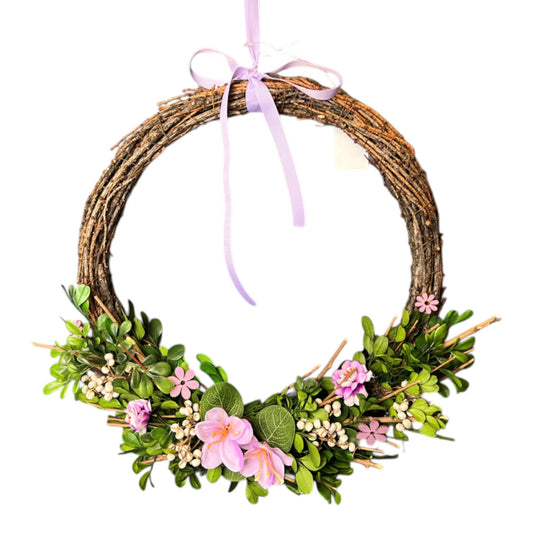 Boxwood And Flower Wreath 37X38X7cm