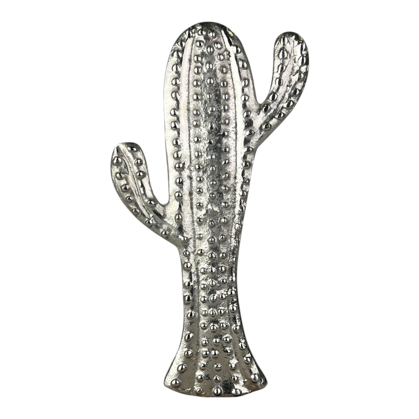 Large Aluminim Cactus on Wooden Base