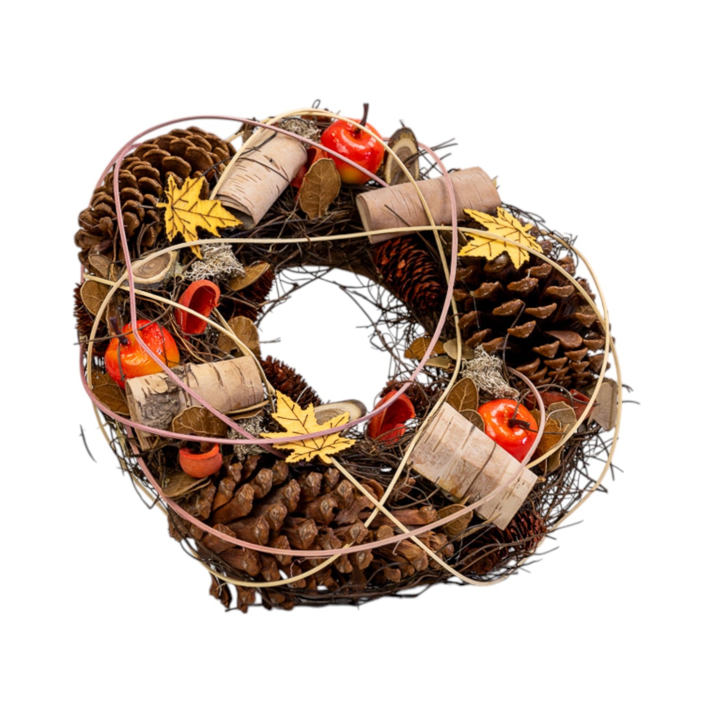 Autumn centrepiece with leaves and fruit