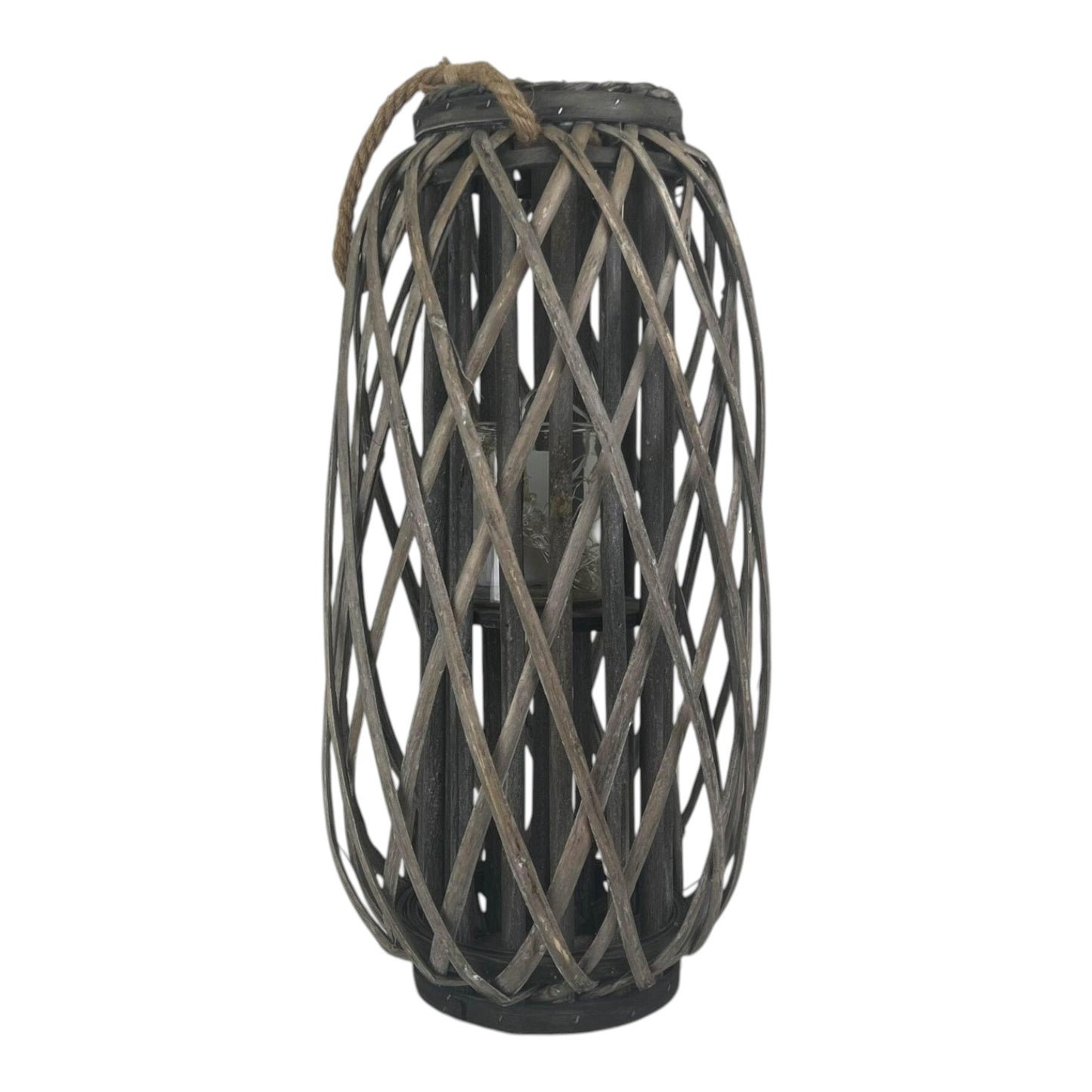 Grey Wicker Lantern 50 cm