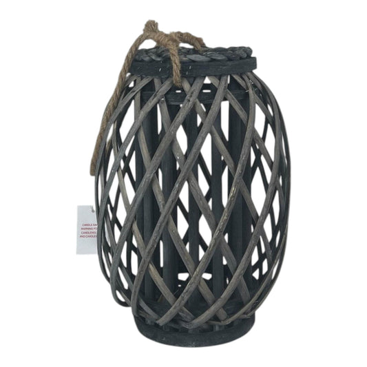 Grey Wicker Lantern 33 cm