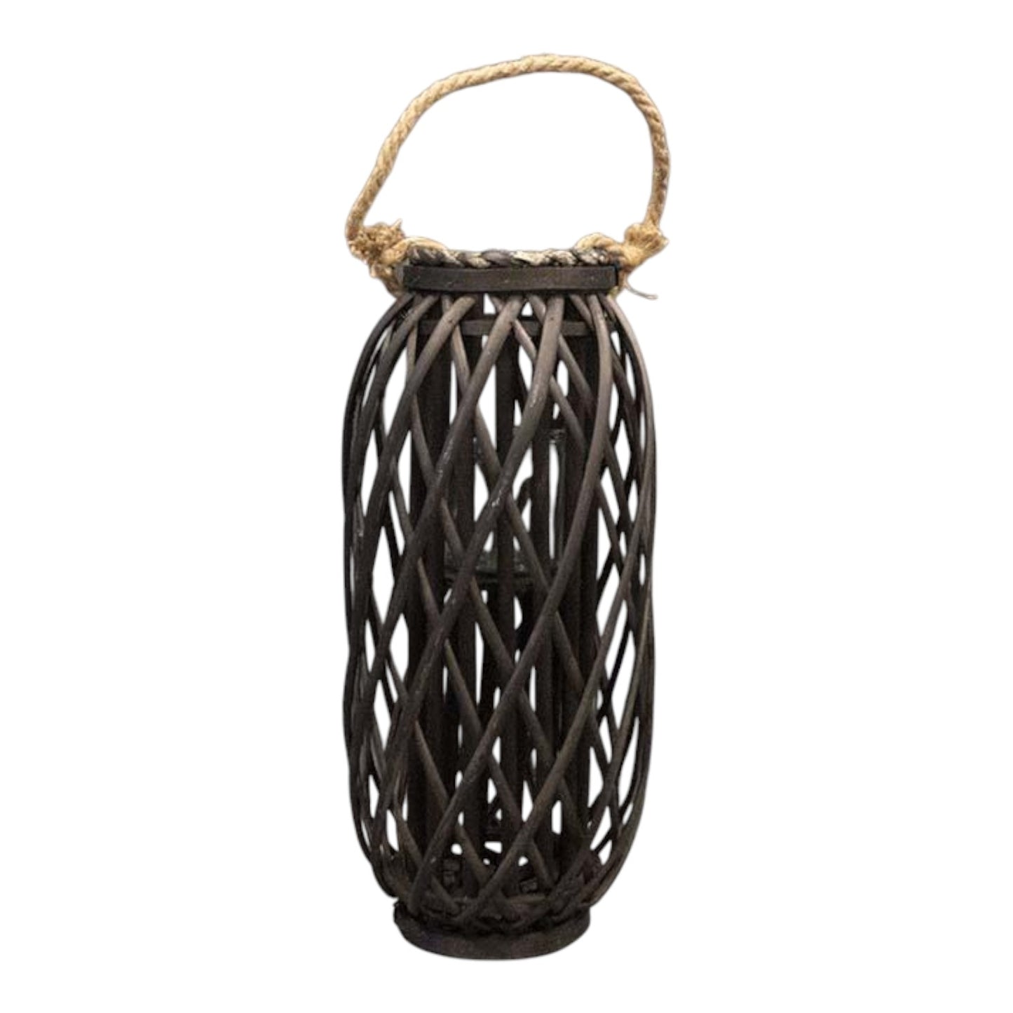 50cm Black Wicker Lantern