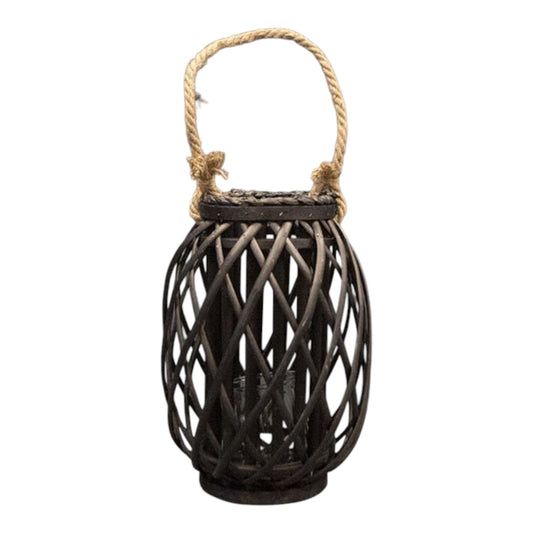 33cm Black Wicker Lantern