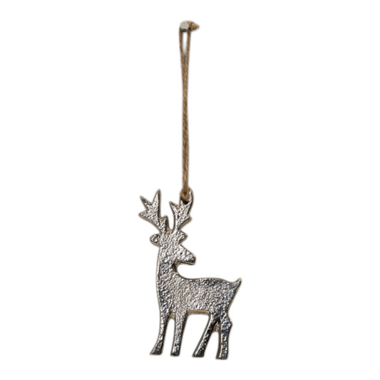 Silver Metal Hanging Reindeer 10cm