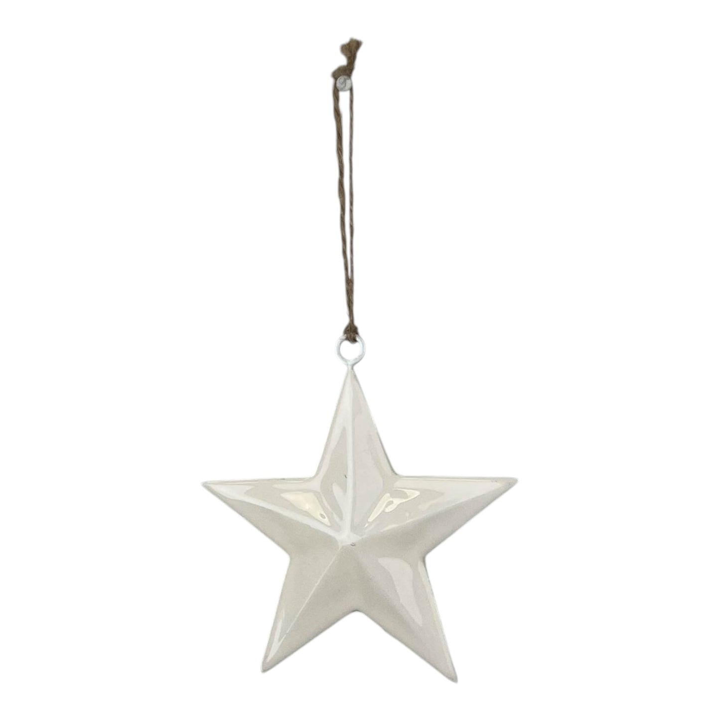 White Enamel Hanging Star 10cm