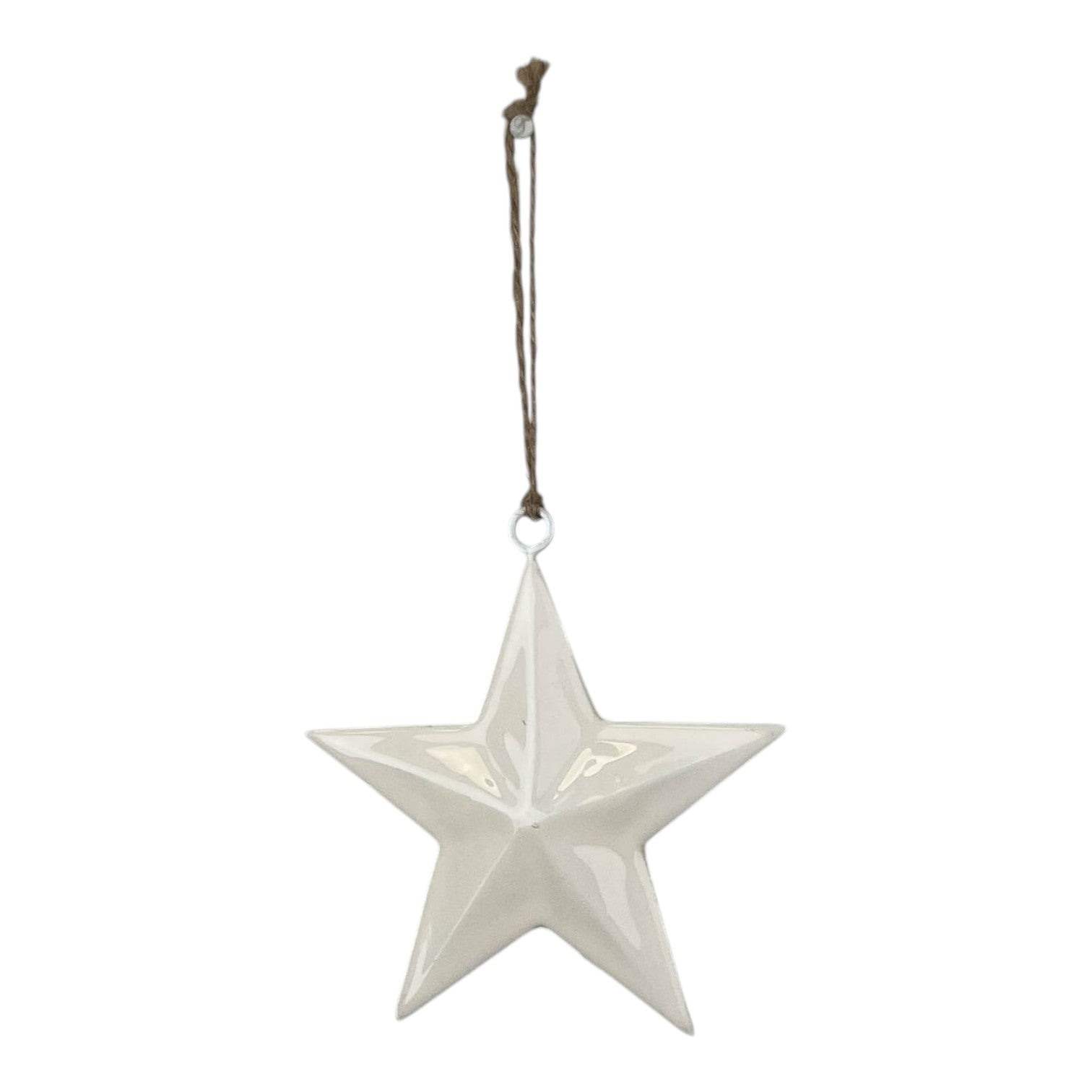 White Enamel Hanging Star 10cm
