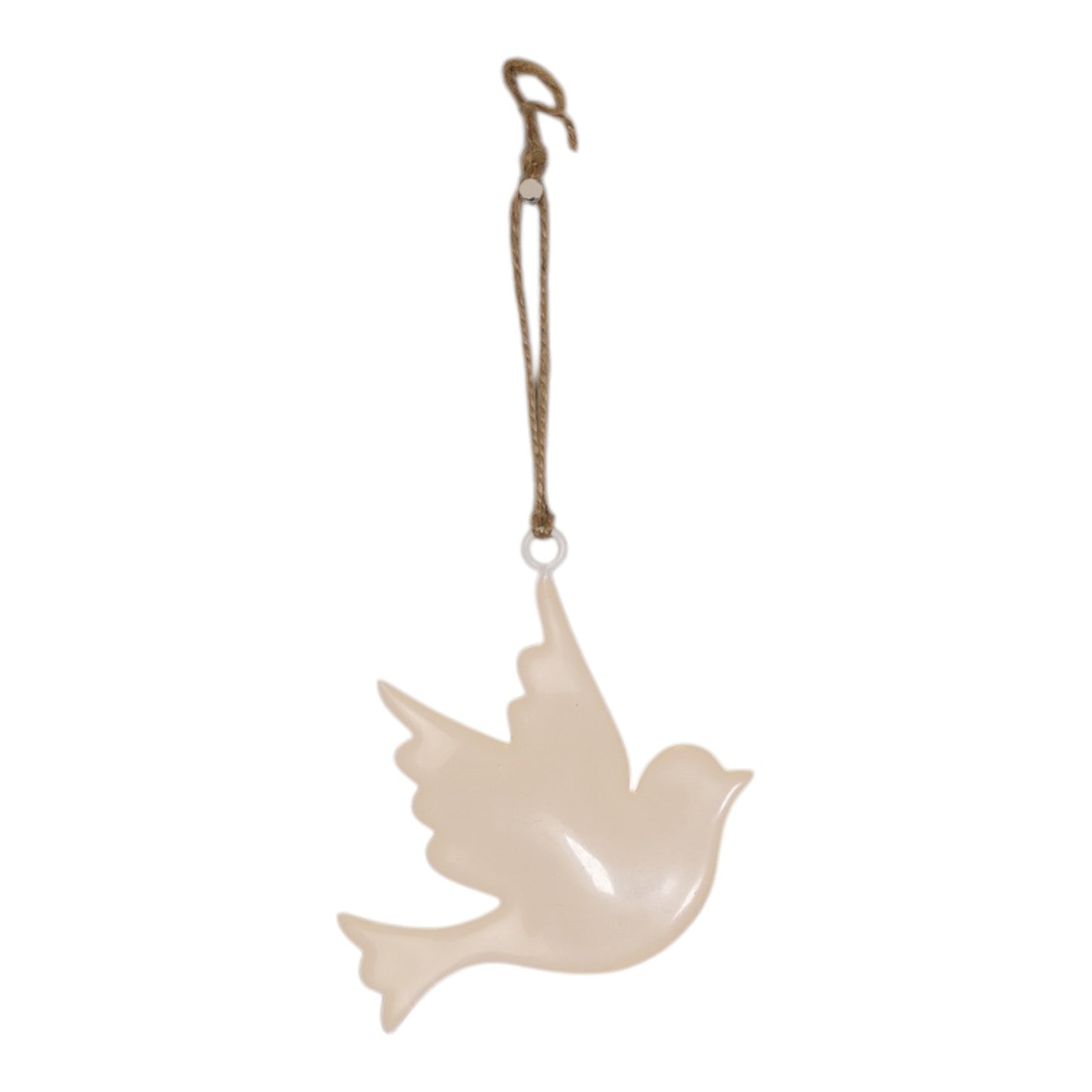 White Enamel Hanging Dove 10x9cm