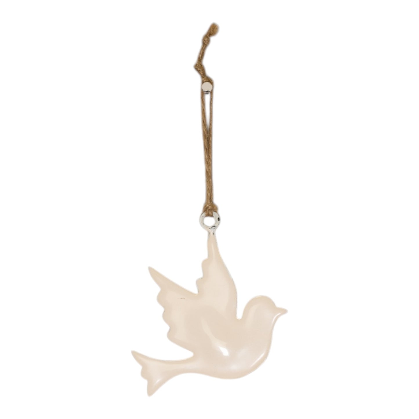 White Enamel Hanging Dove 8x6.5cm
