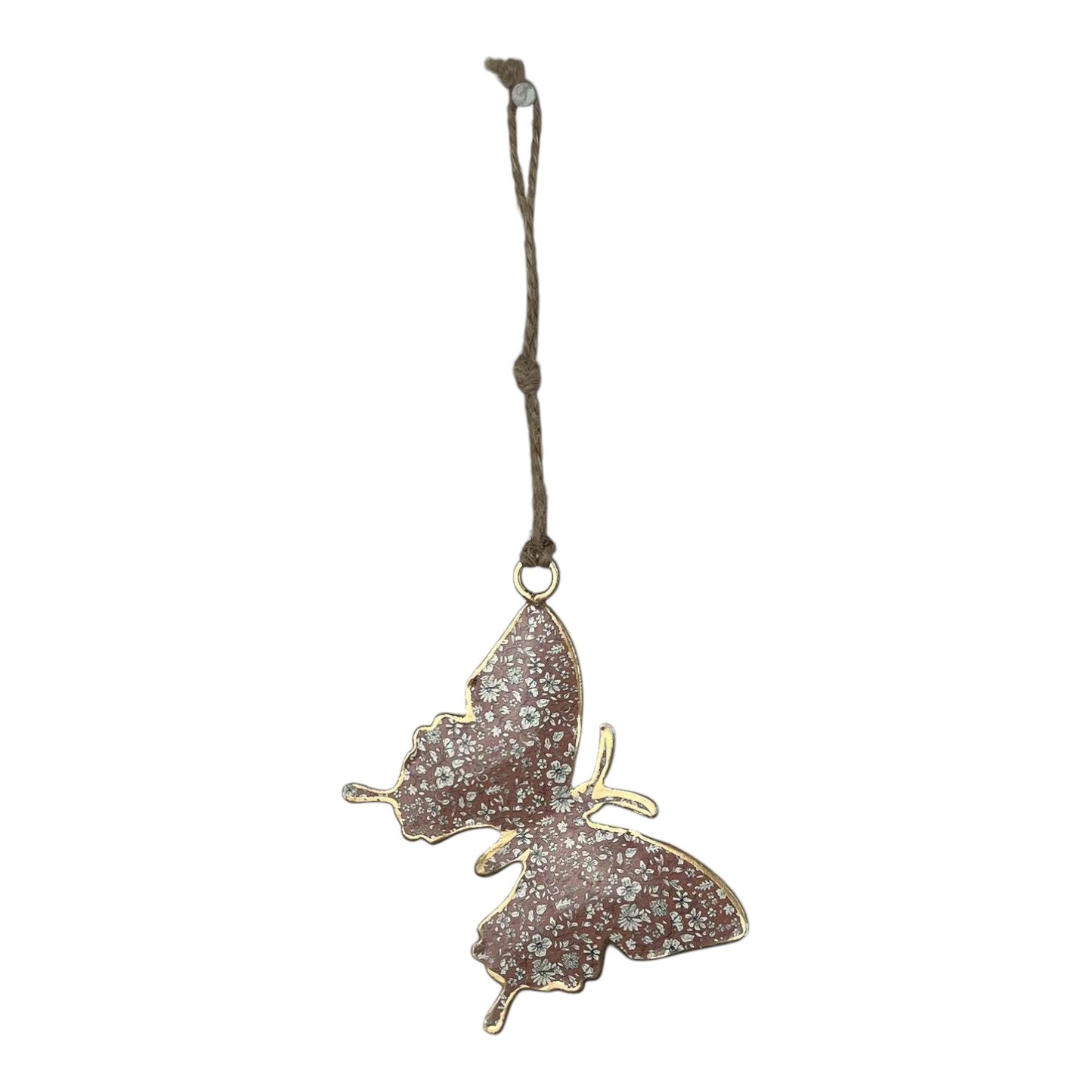 Pink Metal Hanging Butterfly 8cm
