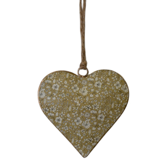 Light Green  Metal Hanging Heart 8cm