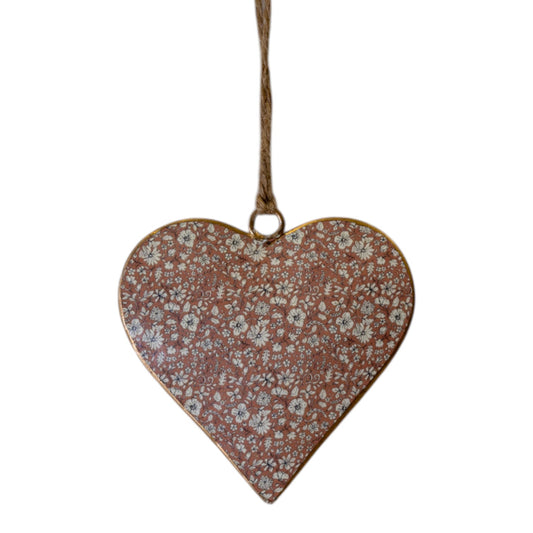 Pink Metal Hanging Heart 8cm