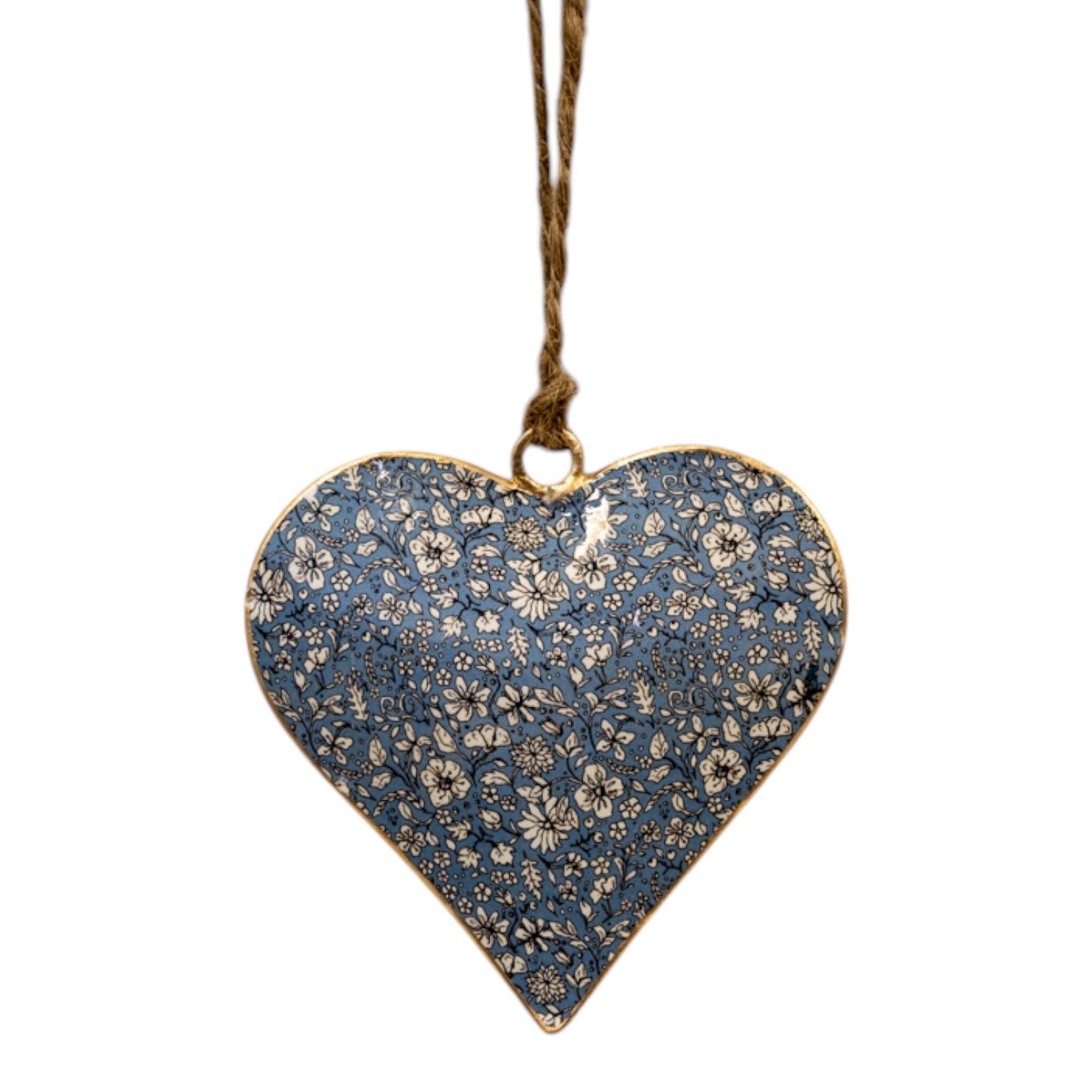 Blue Metal Hanging Heart 8cm