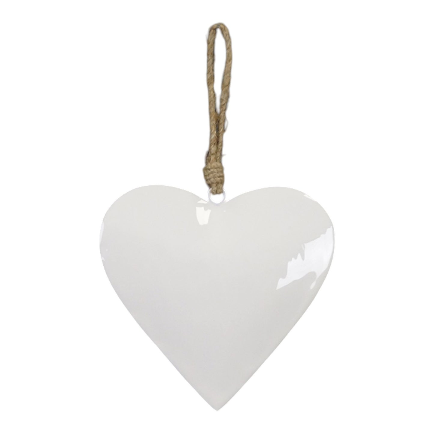 White Enamel Hanging Heart (15cm)