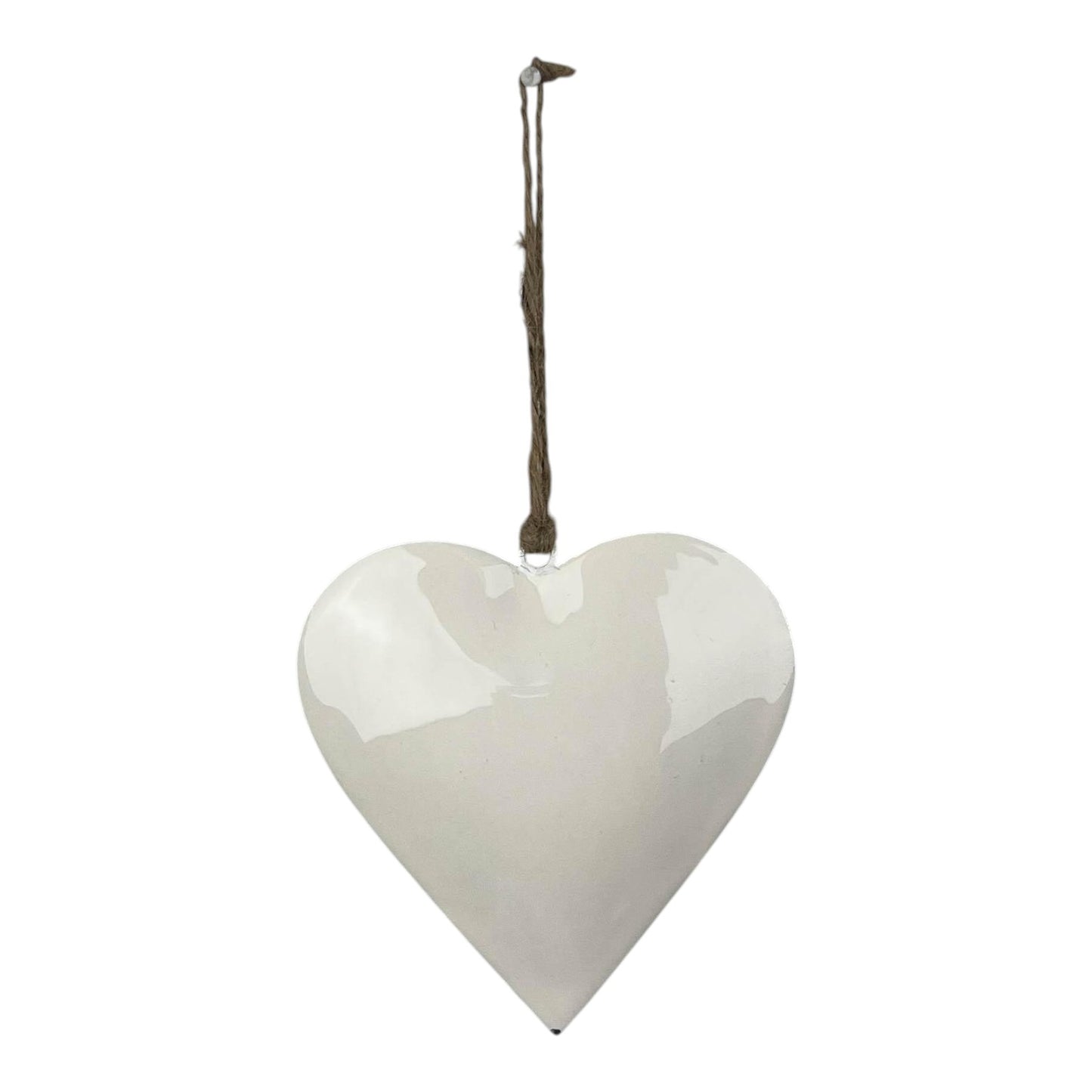 White Enamel Hanging Heart (12cm)