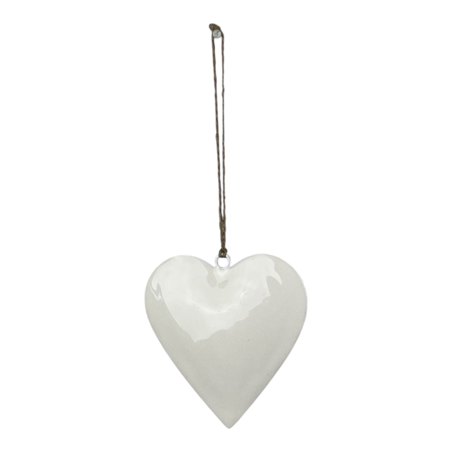 White Enamel Hanging Heart (10cm)