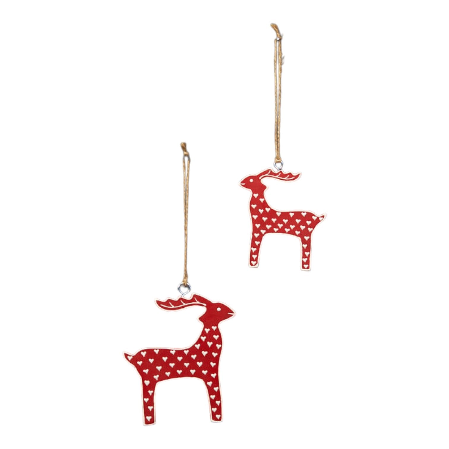 Hanging Red Reindeer with White Kerry Work 11.5x1x12.5cm