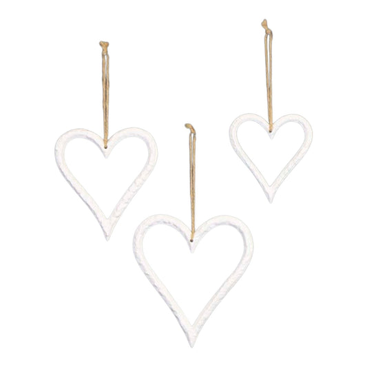 Hanging White Heart 11.5x1x13cm