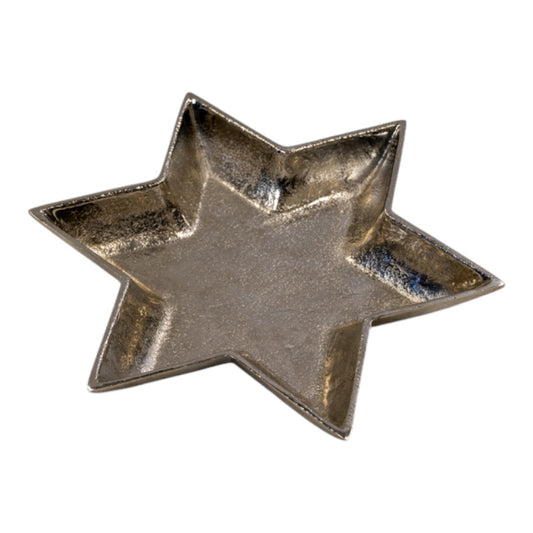 Silver Star Shape Plate 22x22x2.5cm