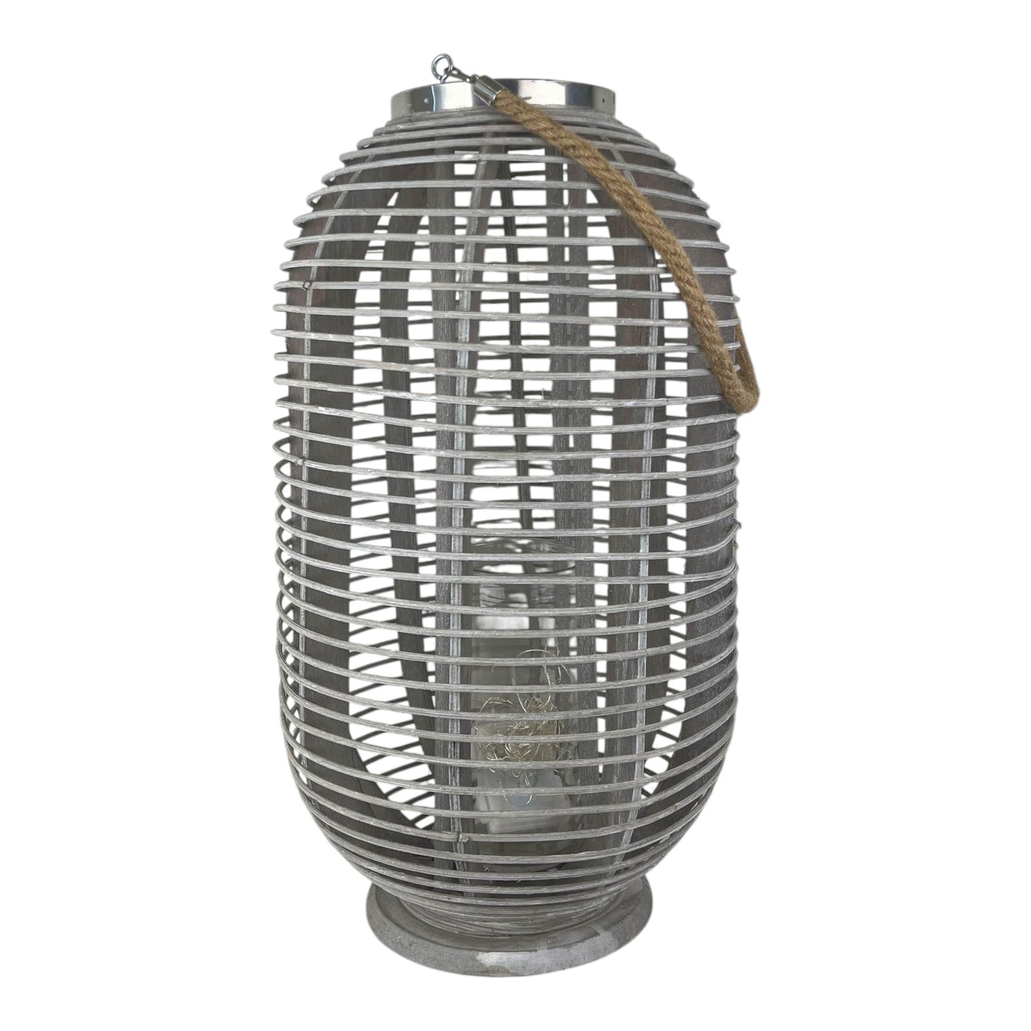 Greywashed Rattan Lantern