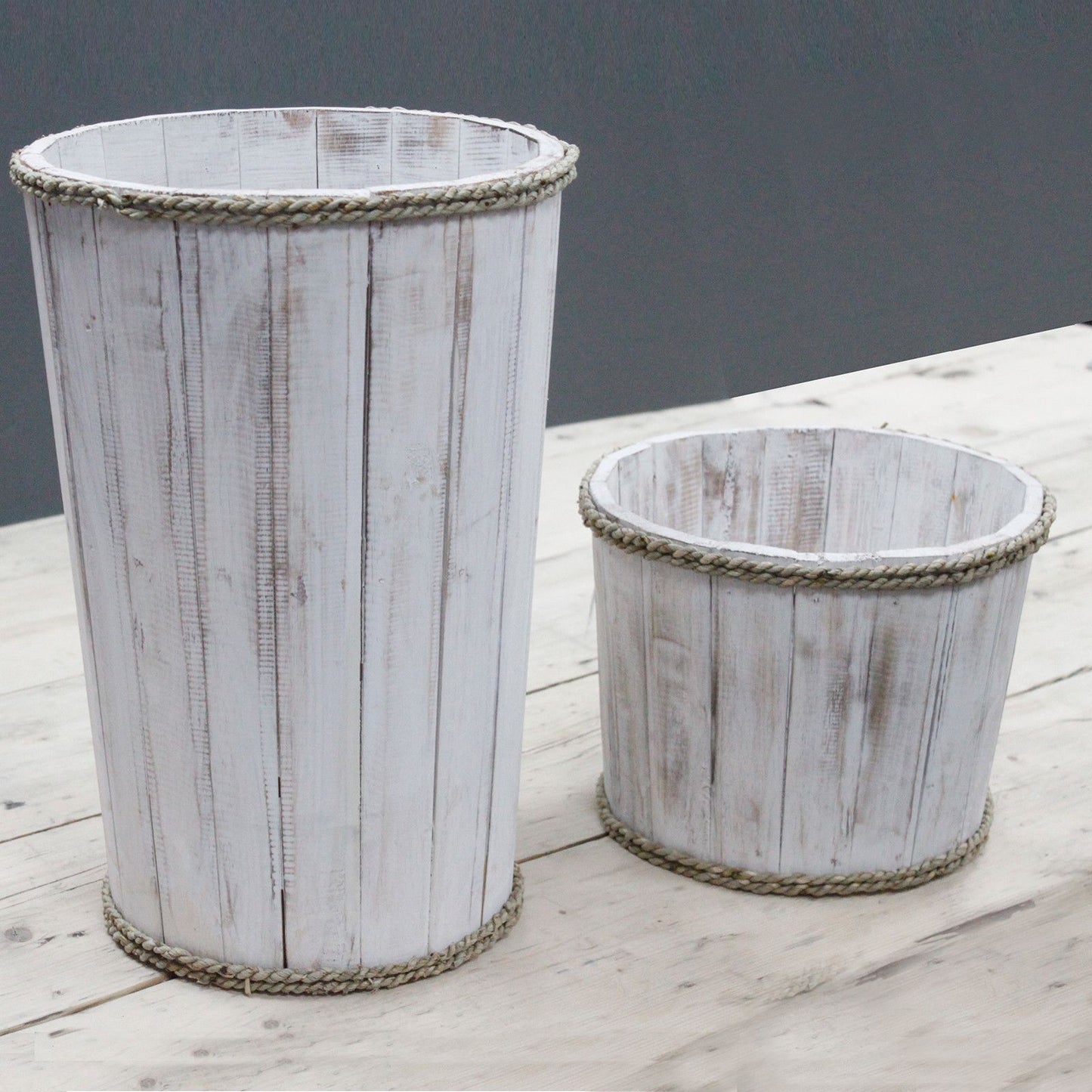 Name Large Wooden Storage Tub Whitewash