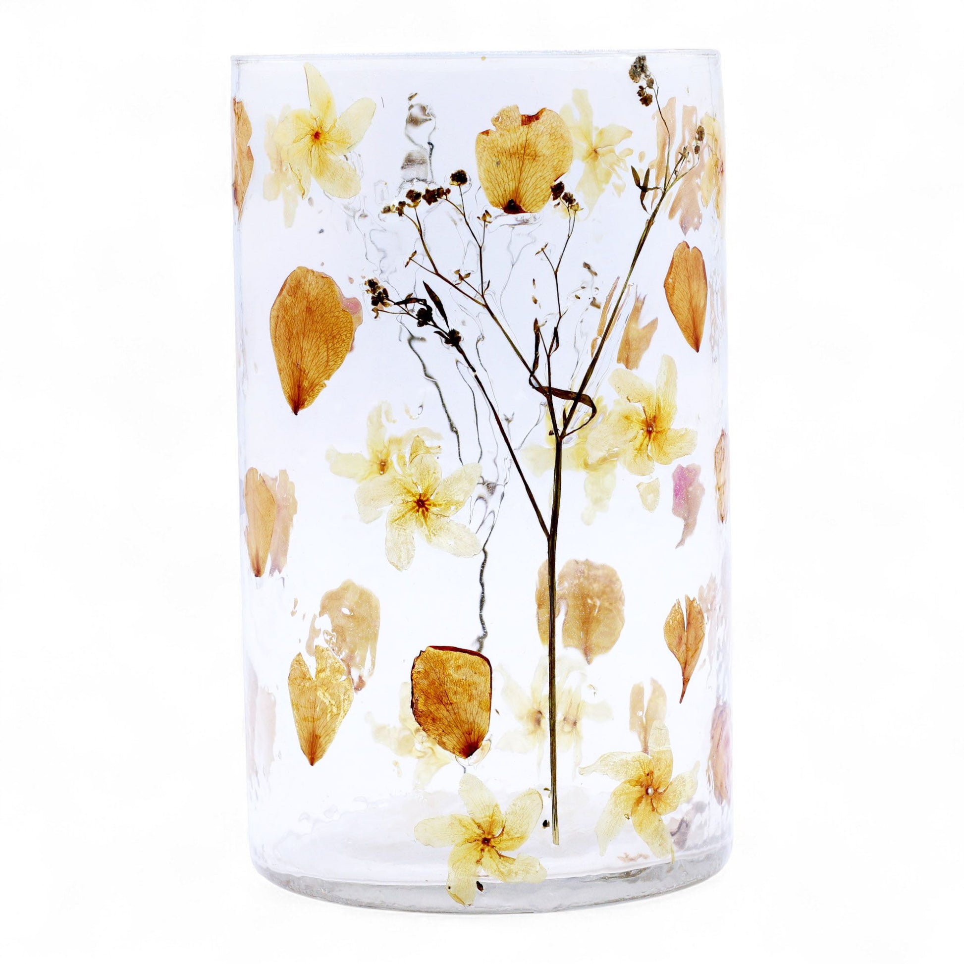 Natural Floral Glass - Tall Vase Candle Holder - Rose - (19x11cm)