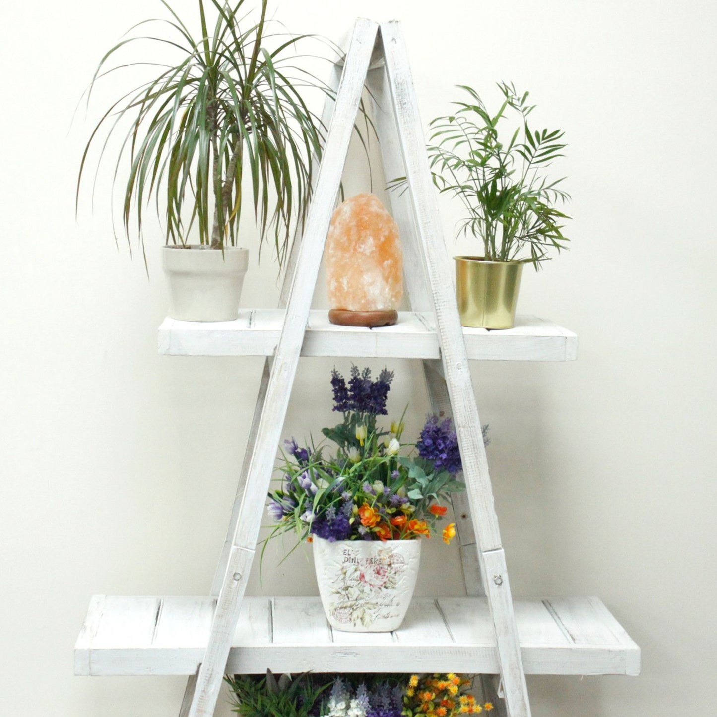 Folding Wooden A-Frame Shelf Whitewash