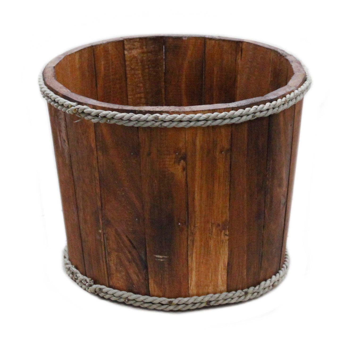 Small Wooden Storage Tub Brown