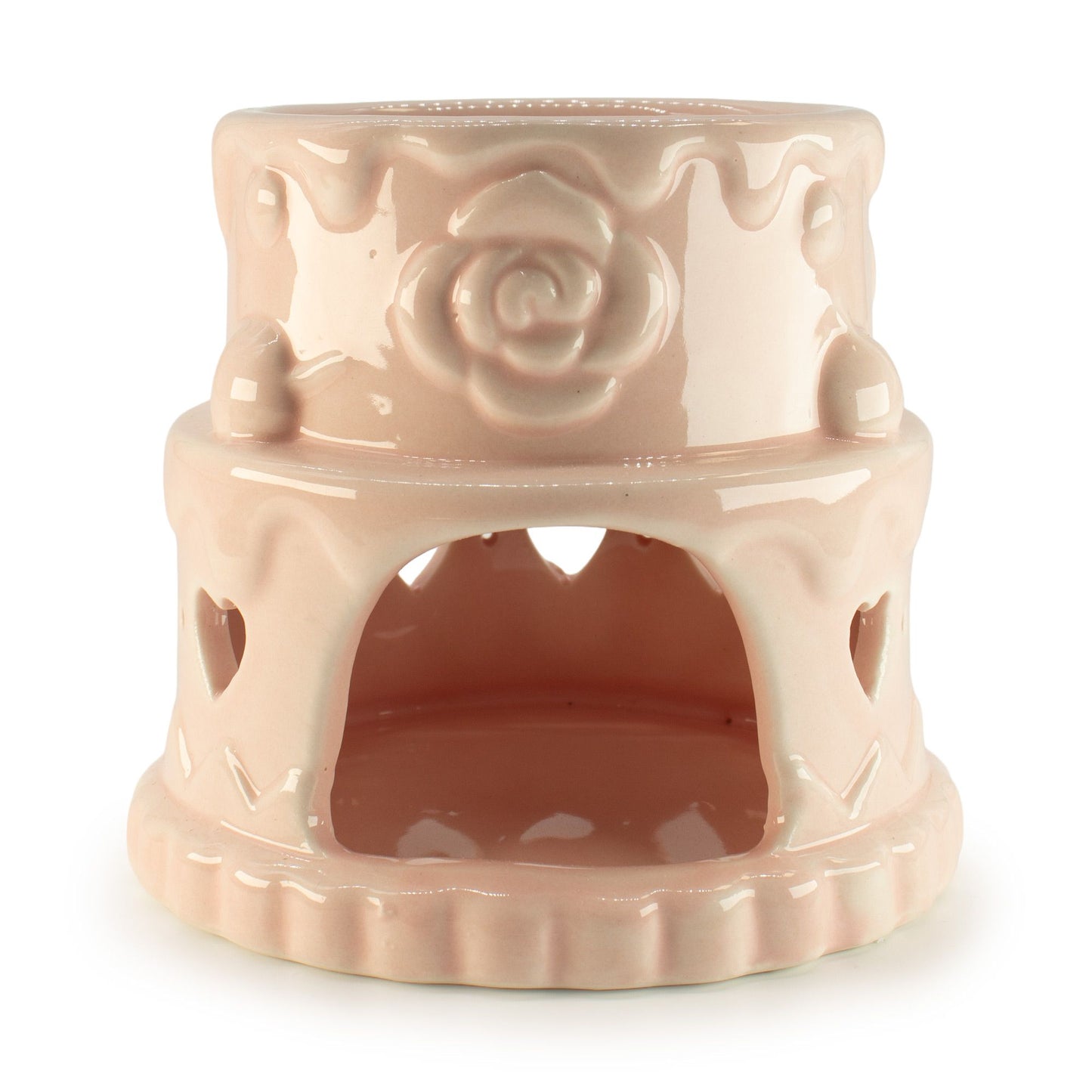 Ceramic Cake Oil Burner - Hearts - Pink