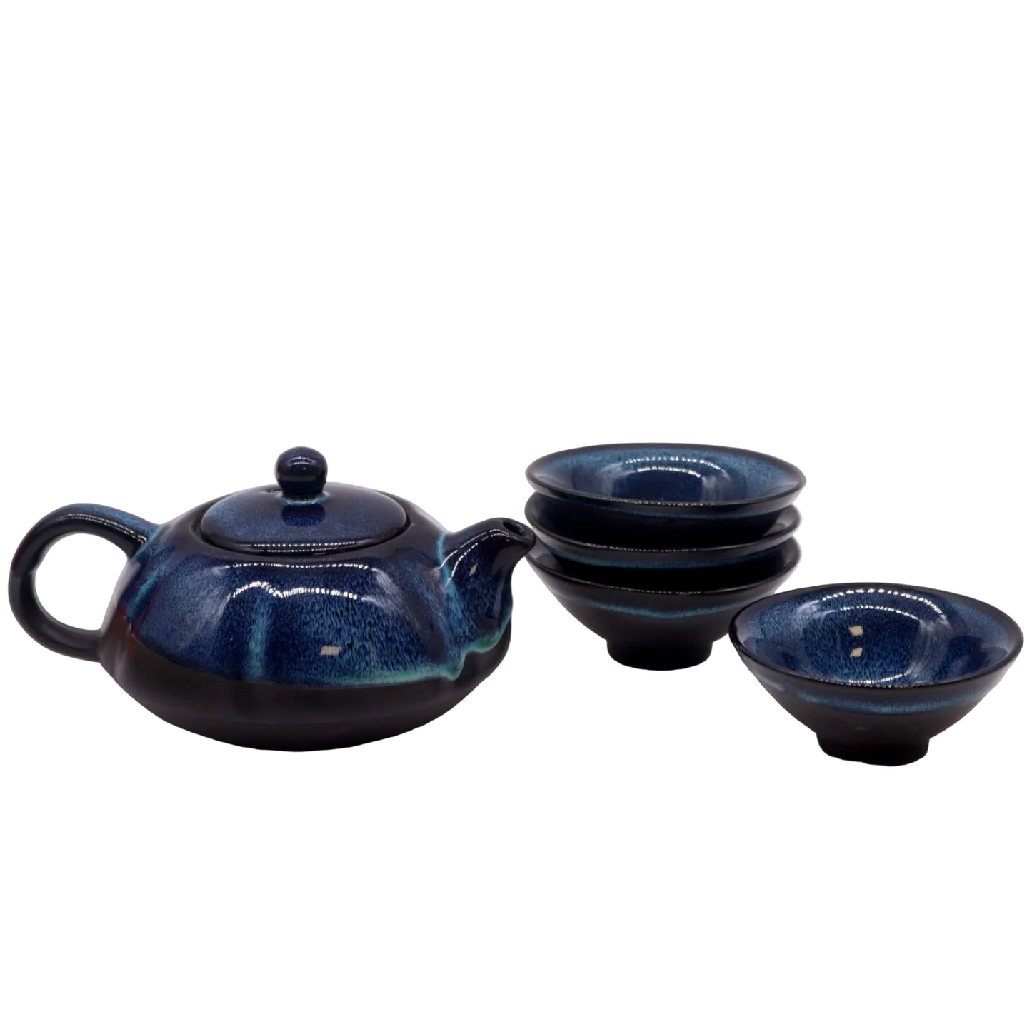 Herbal Blues Teapot Set - Pot & Four Cups