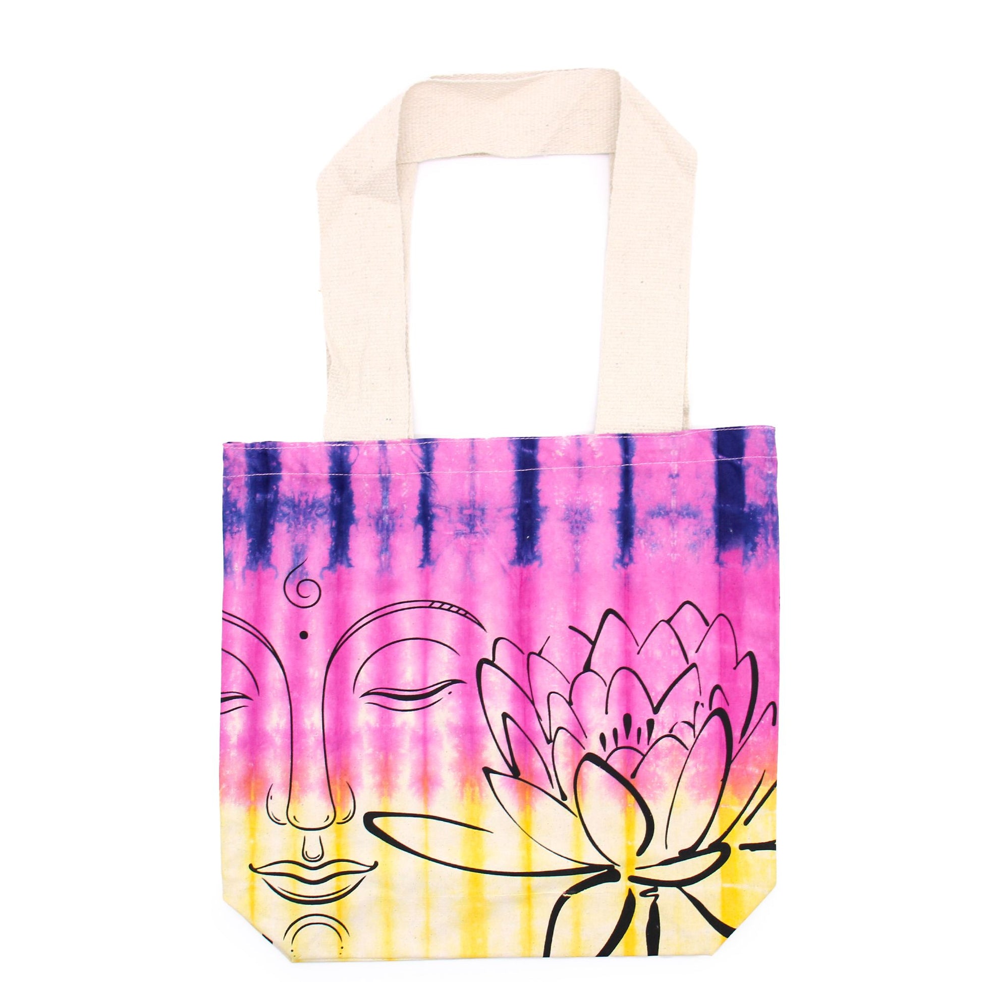 Tye-Dye Cotton Bag (6oz) - 38x42x12cm - Lotus Buddha - Multi Col -Handle
