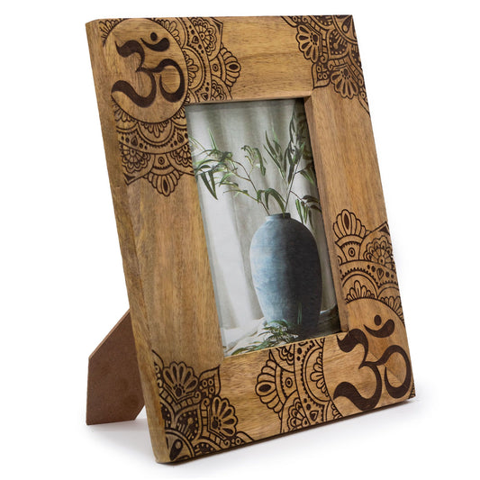 Large Mango Wood Picture Frame (for 13x18cm) 28x23x2cm - Mandala - Black