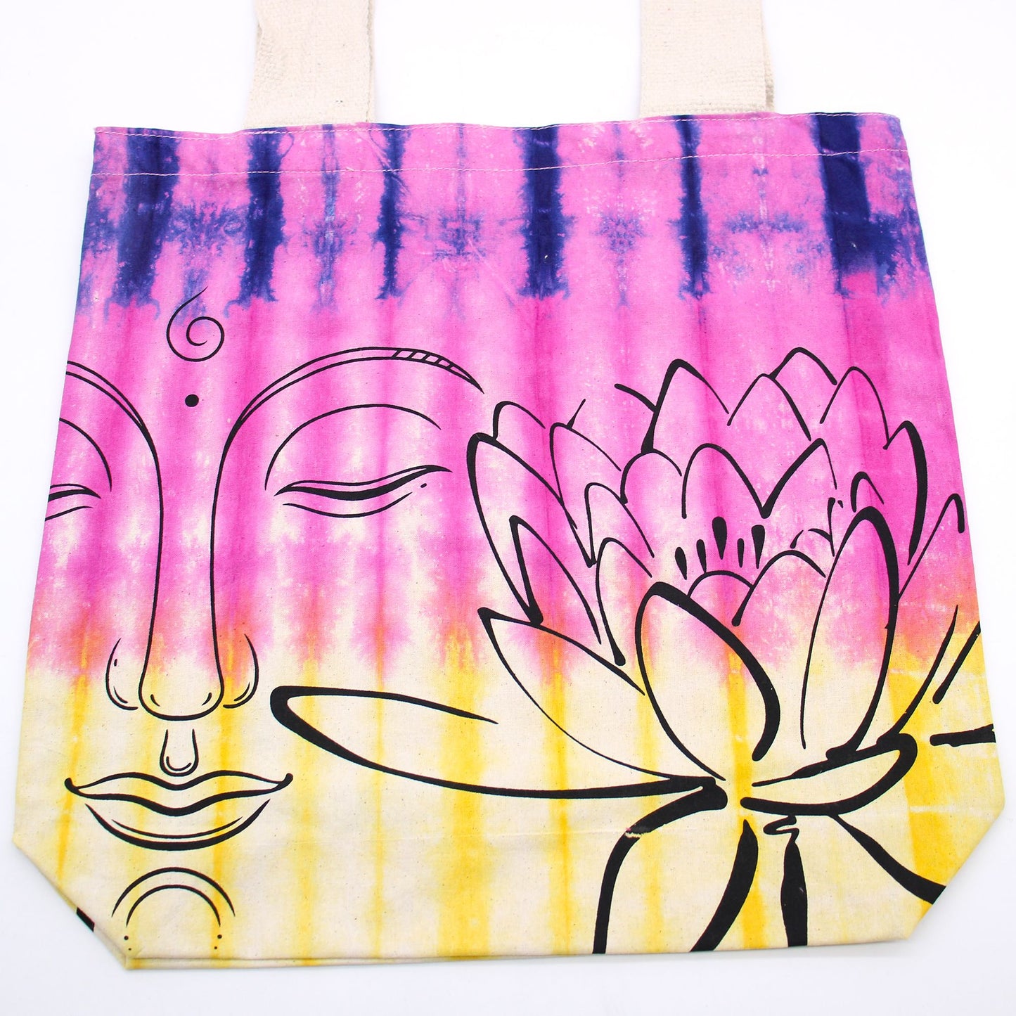 Tye-Dye Cotton Bag (6oz) - 38x42x12cm - Lotus Buddha - Multi Col -Handle