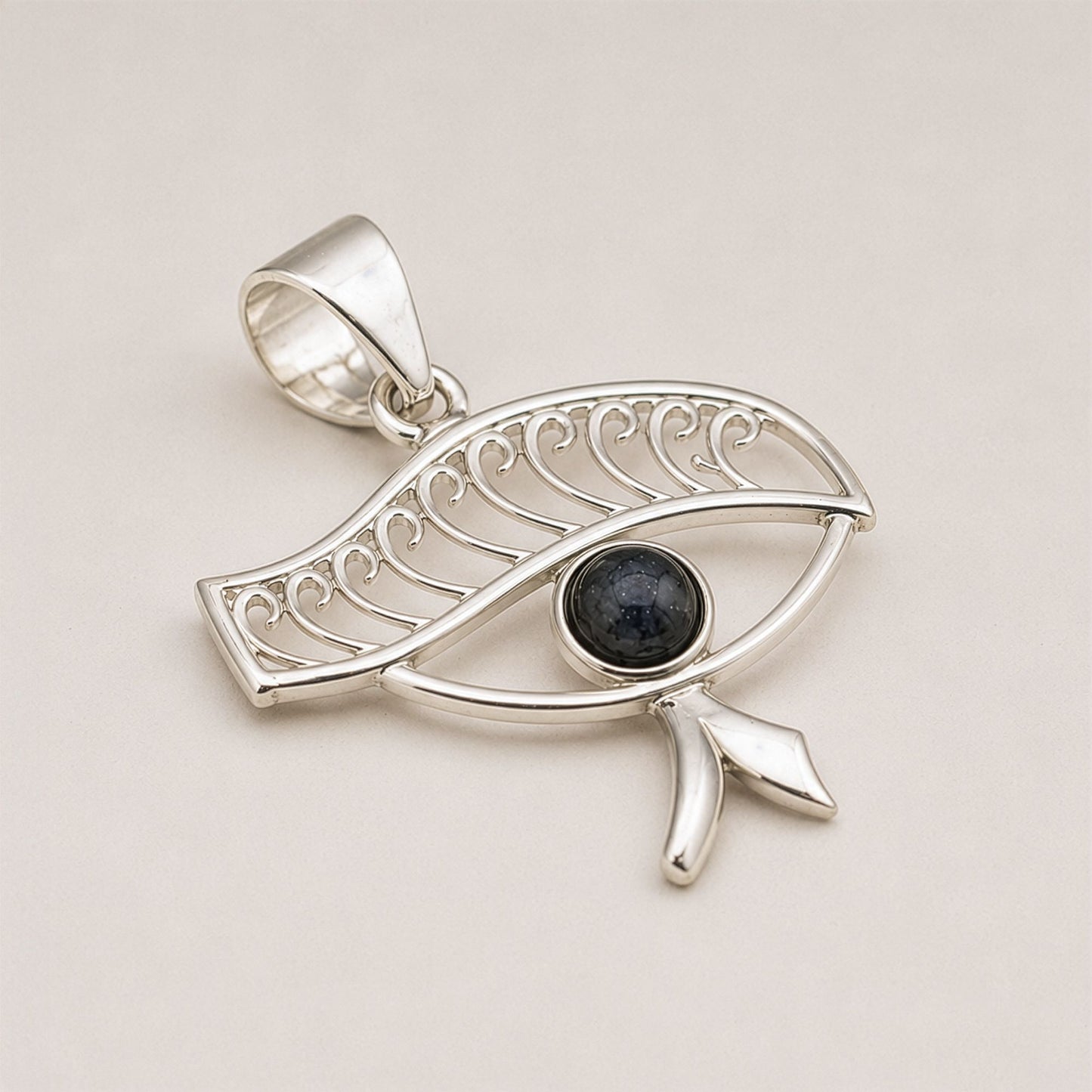 Silver Plated (45cm Cord)- Cleopatra Eye - Iolite