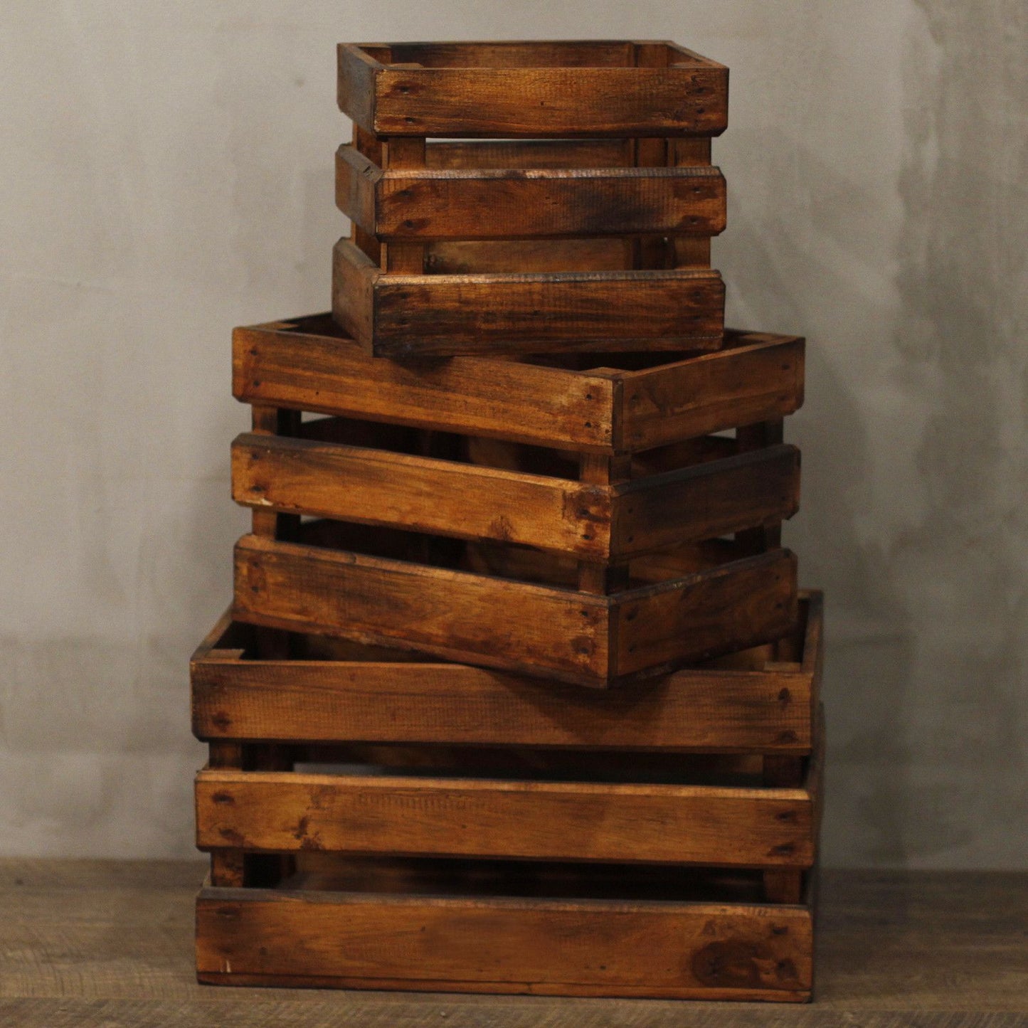 Wooden Storage Crates Brown (Set of 3)