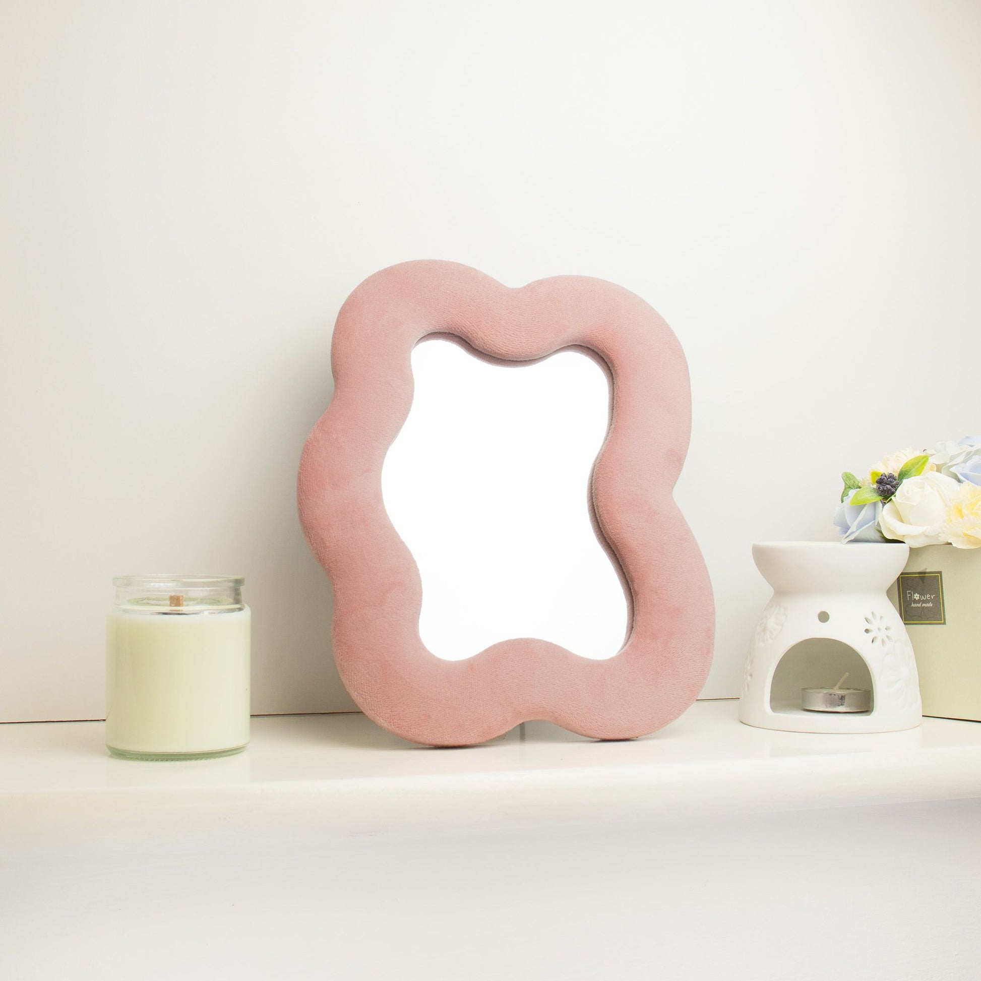 Soft Squiggly Mirror  Square Pebble  Rose Blush (22.5x27x2.3cm)