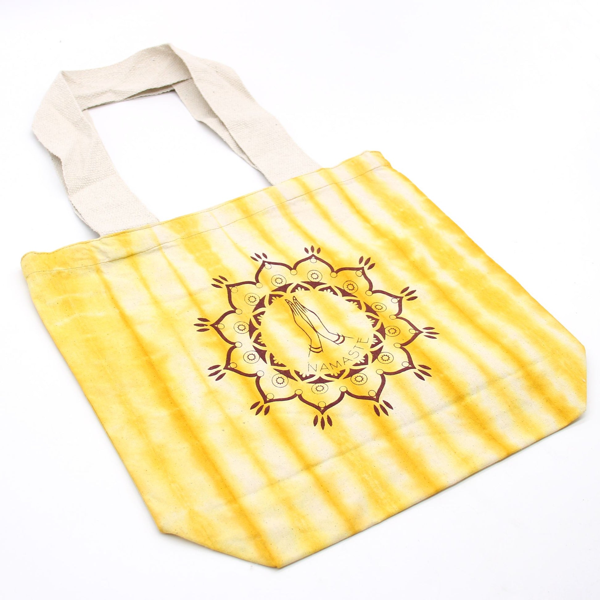 Tye-Dye Cotton Bag (6oz) - 38x42x12cm -  Namaste Hands - Yellow -Handle