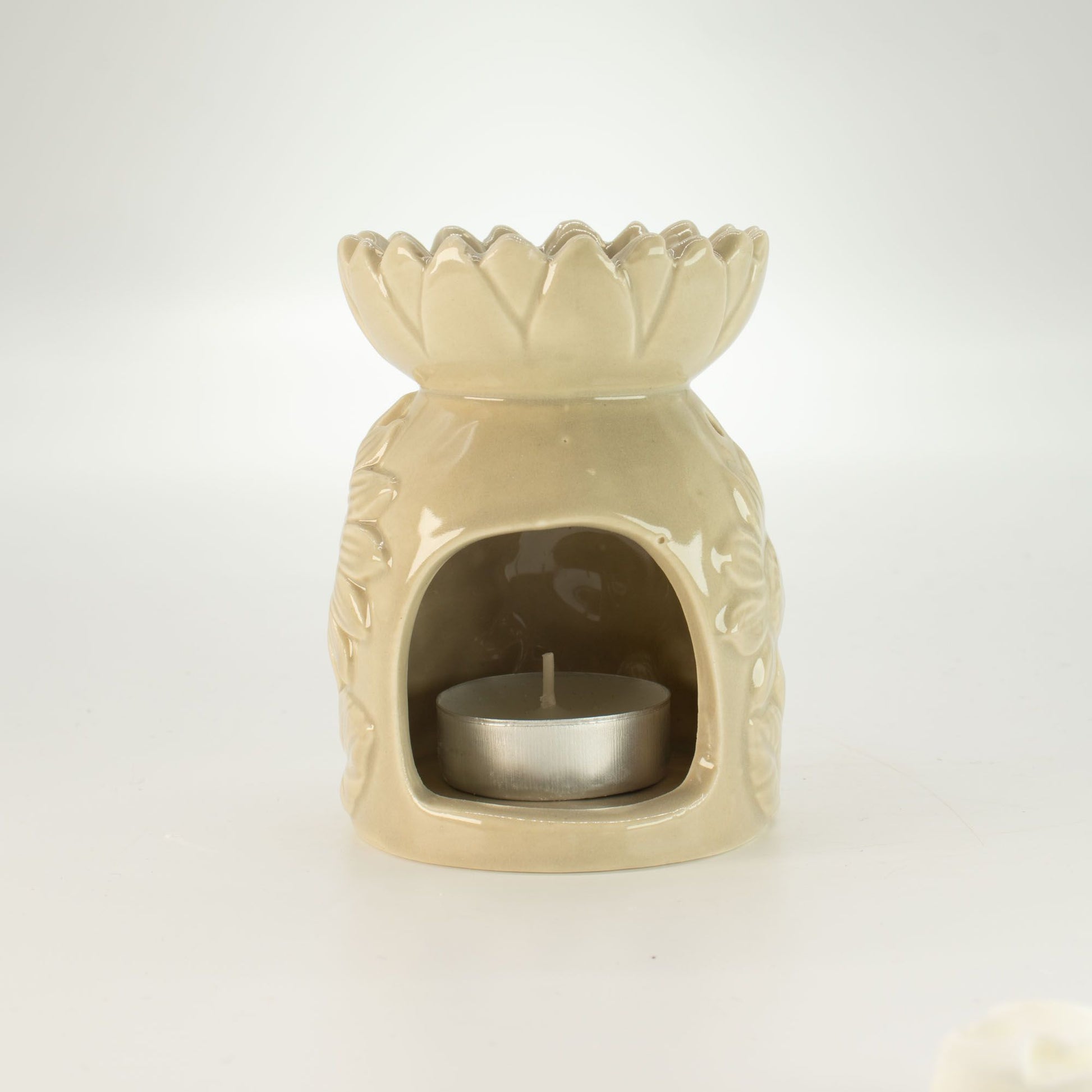 Ceramic Sunflower Oil Burner - Pastel Beige