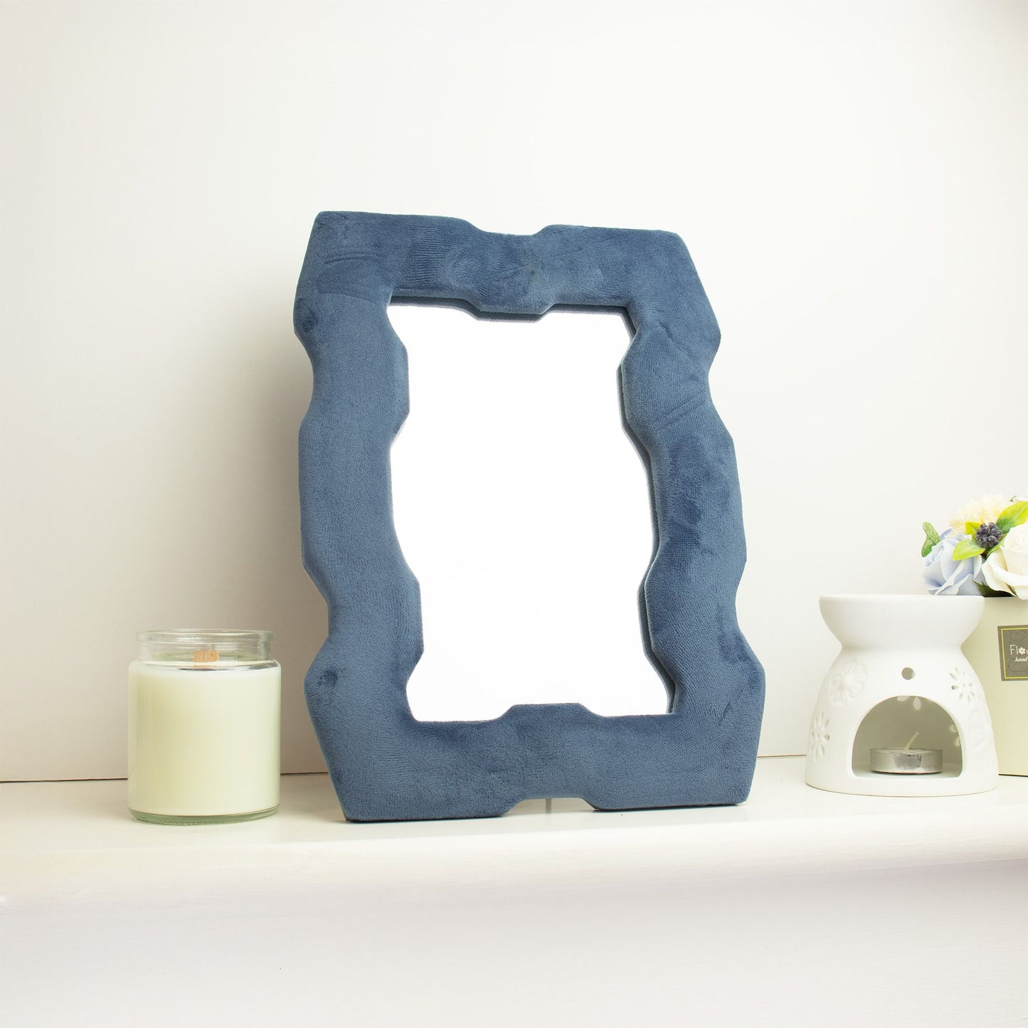 Soft Squiggly Mirror  Chunky Frame  Royal Blue (30.5x22.5x2.3cm)